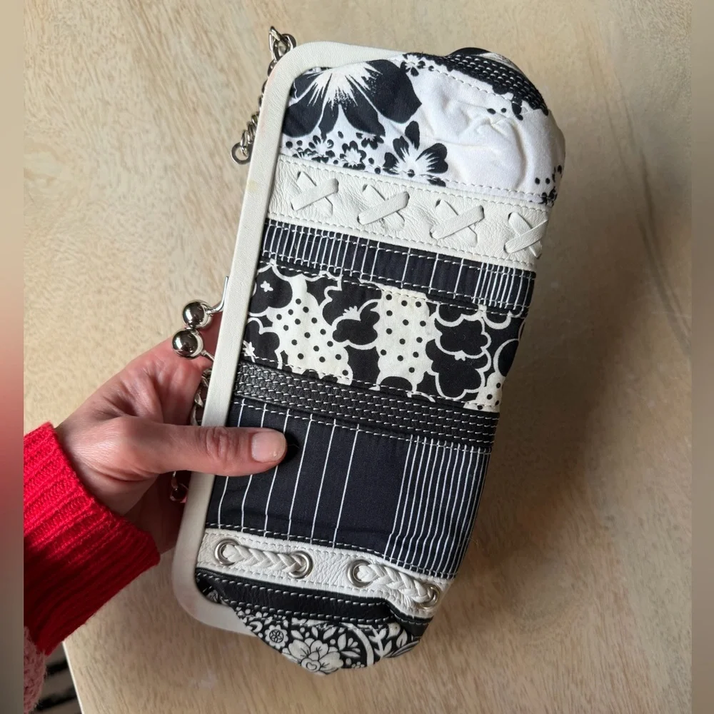 FOSSIL leather clutch purse Black and White prints Never Used